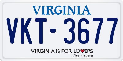 VA license plate VKT3677