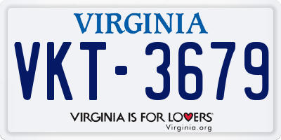 VA license plate VKT3679