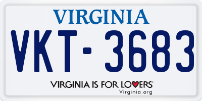 VA license plate VKT3683