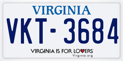 VA license plate VKT3684