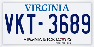 VA license plate VKT3689