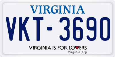 VA license plate VKT3690