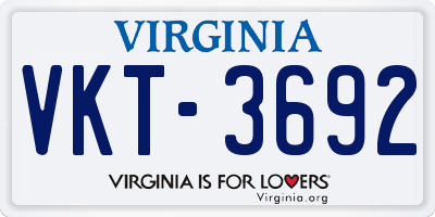 VA license plate VKT3692