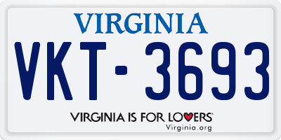 VA license plate VKT3693