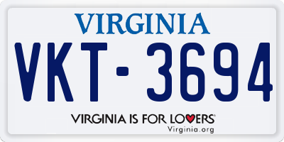 VA license plate VKT3694