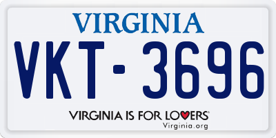 VA license plate VKT3696