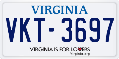 VA license plate VKT3697