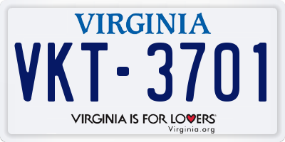 VA license plate VKT3701