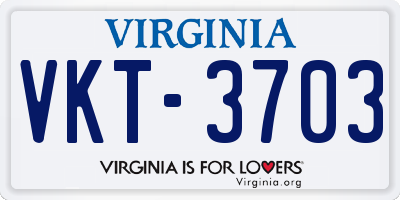 VA license plate VKT3703