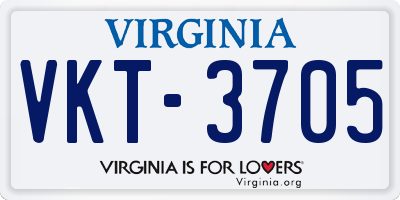 VA license plate VKT3705