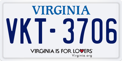 VA license plate VKT3706