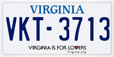 VA license plate VKT3713