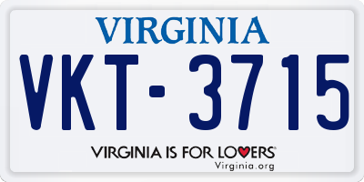VA license plate VKT3715
