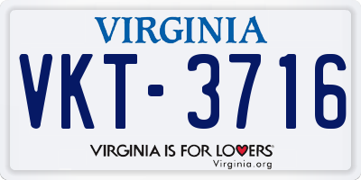 VA license plate VKT3716