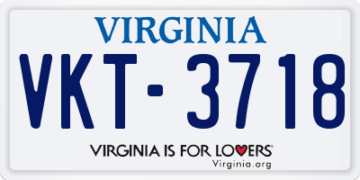 VA license plate VKT3718