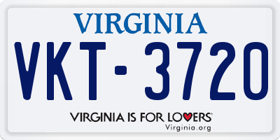 VA license plate VKT3720