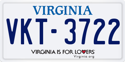 VA license plate VKT3722