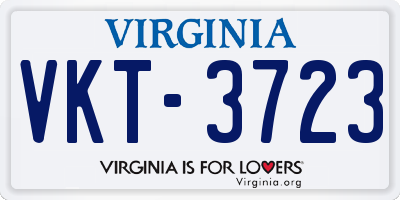 VA license plate VKT3723