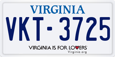 VA license plate VKT3725
