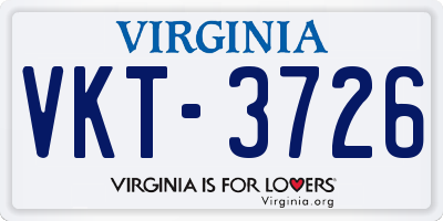 VA license plate VKT3726