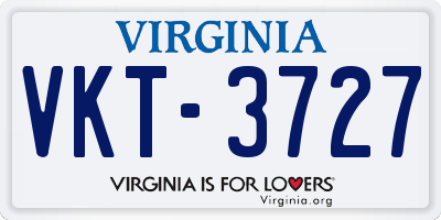 VA license plate VKT3727