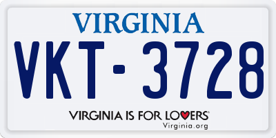 VA license plate VKT3728