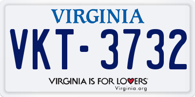 VA license plate VKT3732