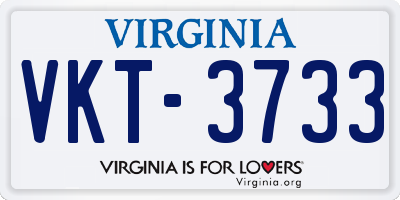 VA license plate VKT3733