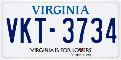 VA license plate VKT3734