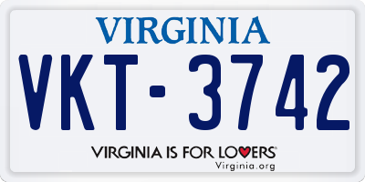 VA license plate VKT3742