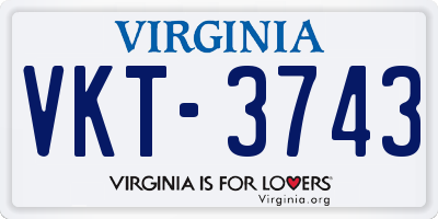 VA license plate VKT3743