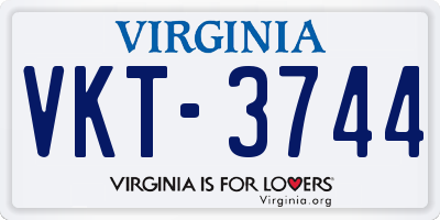 VA license plate VKT3744