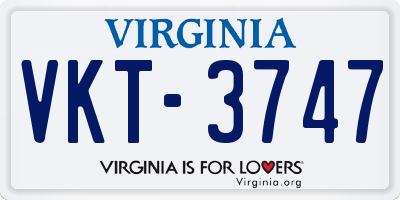 VA license plate VKT3747