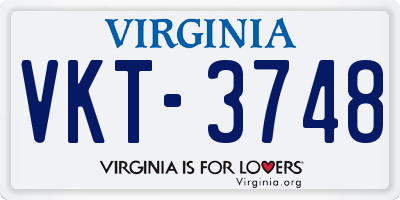 VA license plate VKT3748