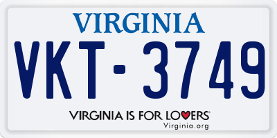 VA license plate VKT3749
