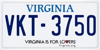 VA license plate VKT3750