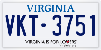 VA license plate VKT3751