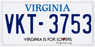 VA license plate VKT3753