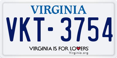 VA license plate VKT3754