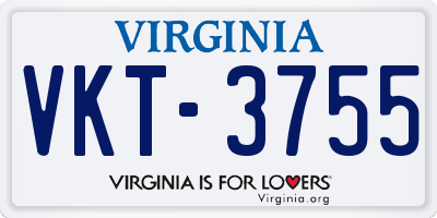 VA license plate VKT3755