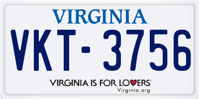 VA license plate VKT3756