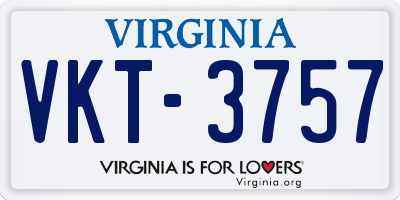 VA license plate VKT3757