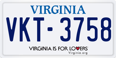 VA license plate VKT3758
