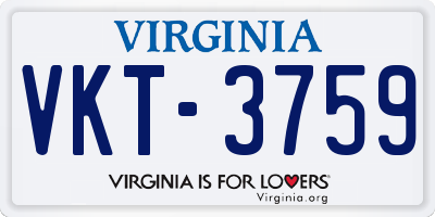 VA license plate VKT3759