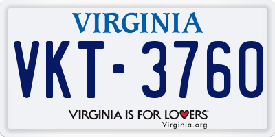 VA license plate VKT3760