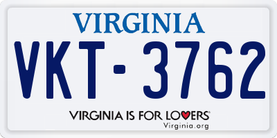 VA license plate VKT3762