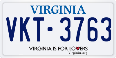 VA license plate VKT3763