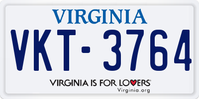 VA license plate VKT3764