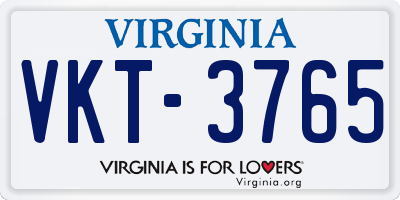 VA license plate VKT3765