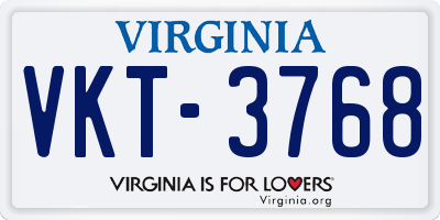 VA license plate VKT3768